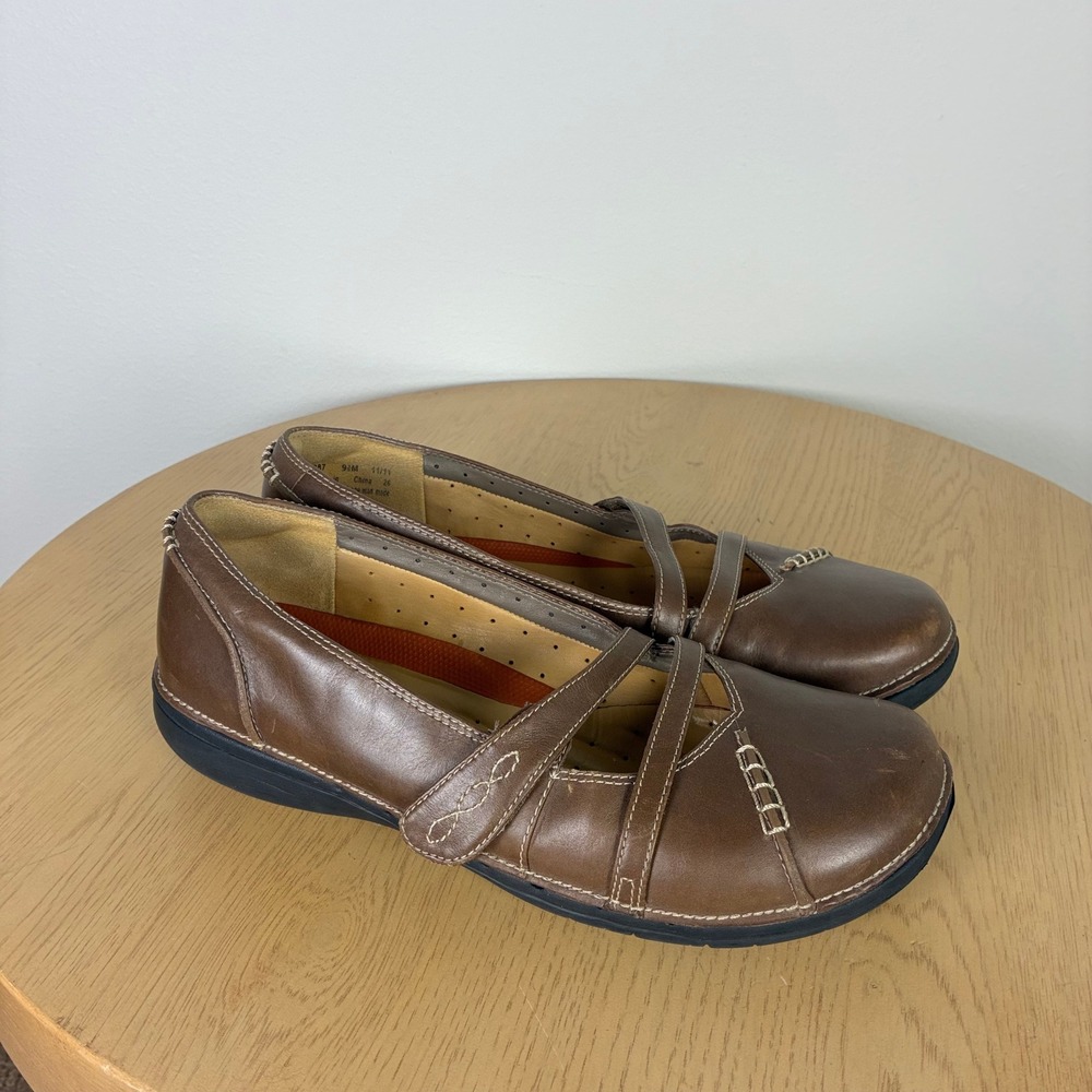 Clarks Leather Mary Jane Flats Womens 9 Comfort Fall Granola Girl Retro Boho